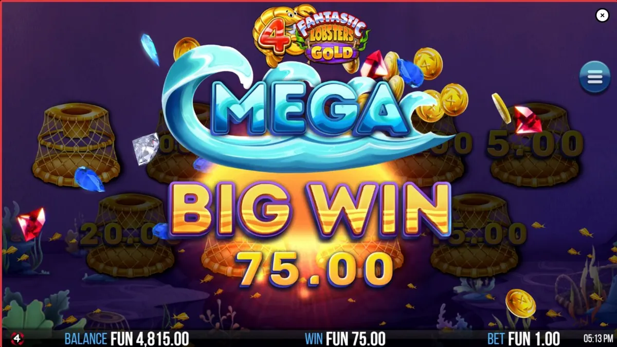 Tampilan visual slot 4 Fantastic Lobsters Gold dengan tema bawah laut